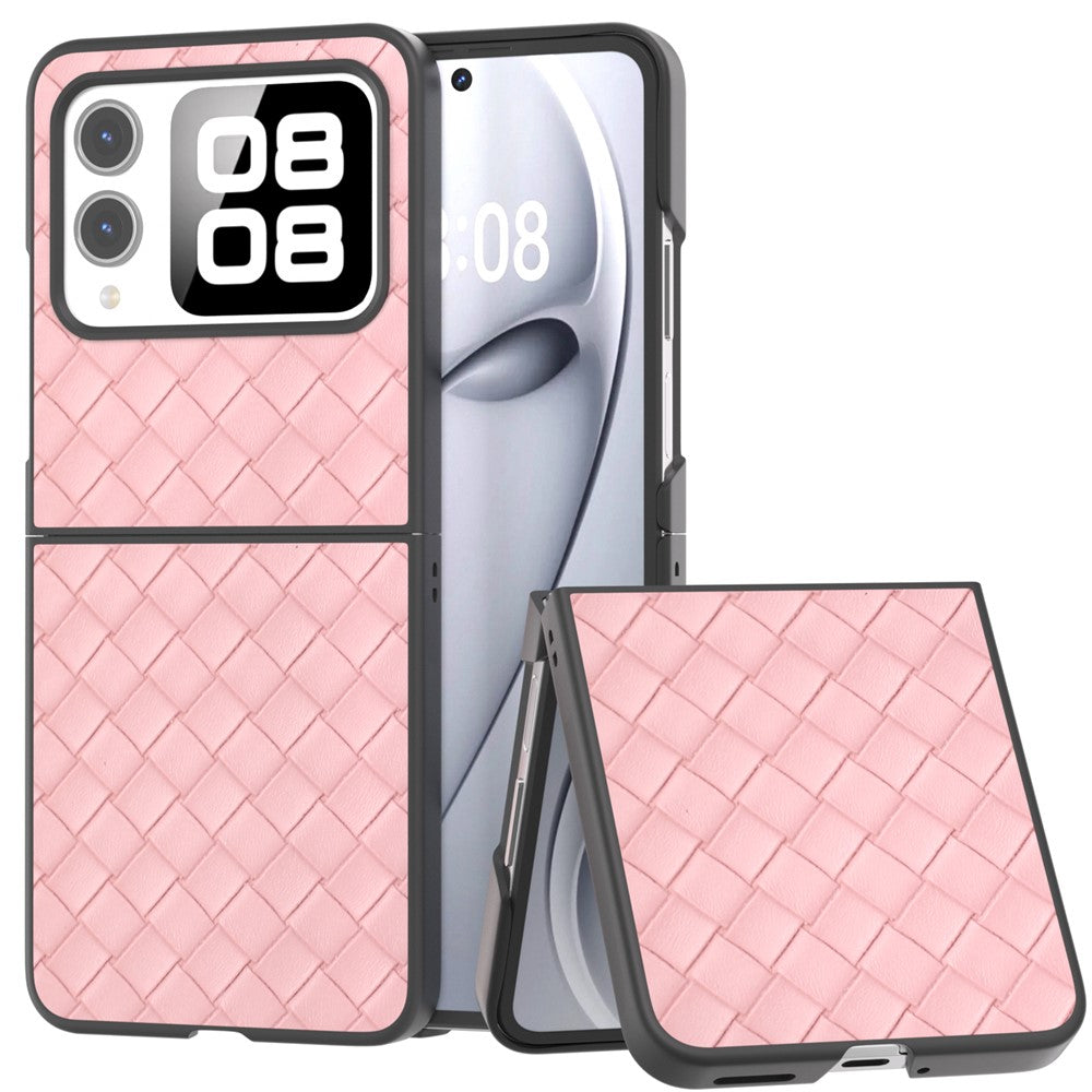 Huawei Nova Flip 5G-skal i vävd textur, PU-läderbelagt PC-mobilskal