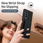 For Samsung Galaxy Z Fold3 5G Case Kickstand Wristband PC+Silicone Phone Cover