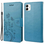 Stødabsorberende PU-lædercover til Samsung Galaxy A04 4G (164,4 x 76,3 x 9,1 mm), pung etui med stander, præget blomst og sommerfugle, folio flip telefoncover med rem