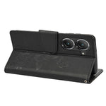 Asus Zenfone 9 5G Magnetiskt spänne PU-lädermobilskal Stora fjärilar Blommönster Prägling Reptåligt mobilskal Plånboksställ med rem