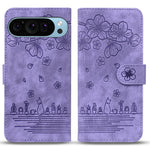 For Google Pixel 10 Pro / Pixel 10 / Pixel 9 Pro / Pixel 9 Case Flip Stand Leather Phone Cover Cherry Blossom Cat Imprinted