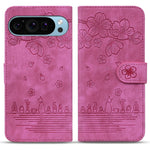For Google Pixel 10 Pro / Pixel 10 / Pixel 9 Pro / Pixel 9 Case Flip Stand Leather Phone Cover Cherry Blossom Cat Imprinted