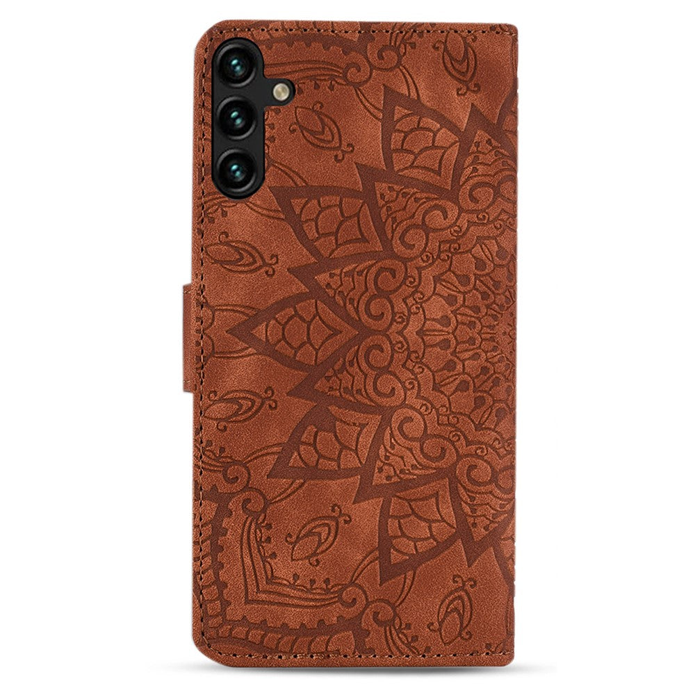 For Samsung Galaxy A16 5G / A16 4G Case PU Leather Wallet Flip Phone Cover Flower Imprinted
