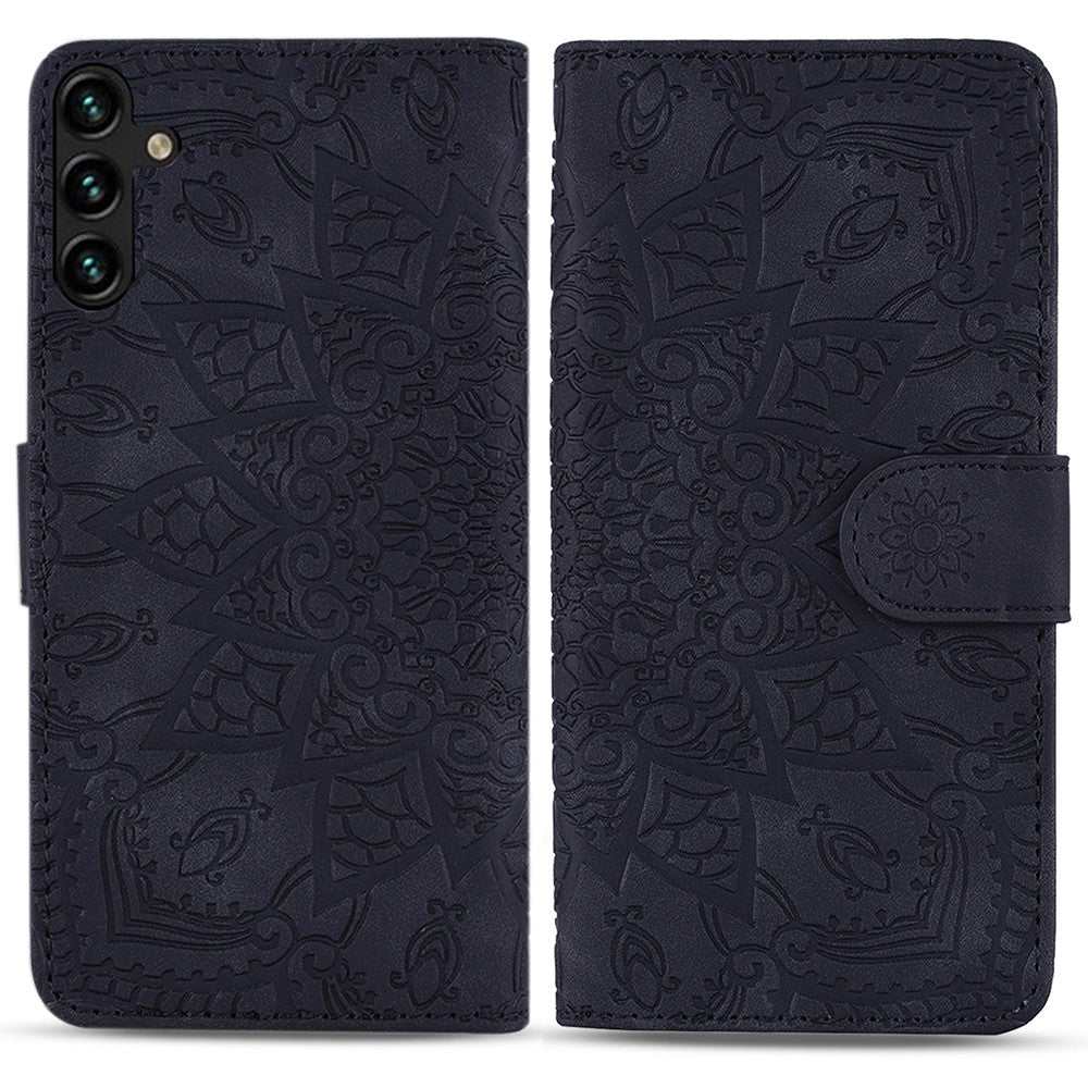 For Samsung Galaxy A16 5G / A16 4G Case PU Leather Wallet Flip Phone Cover Flower Imprinted