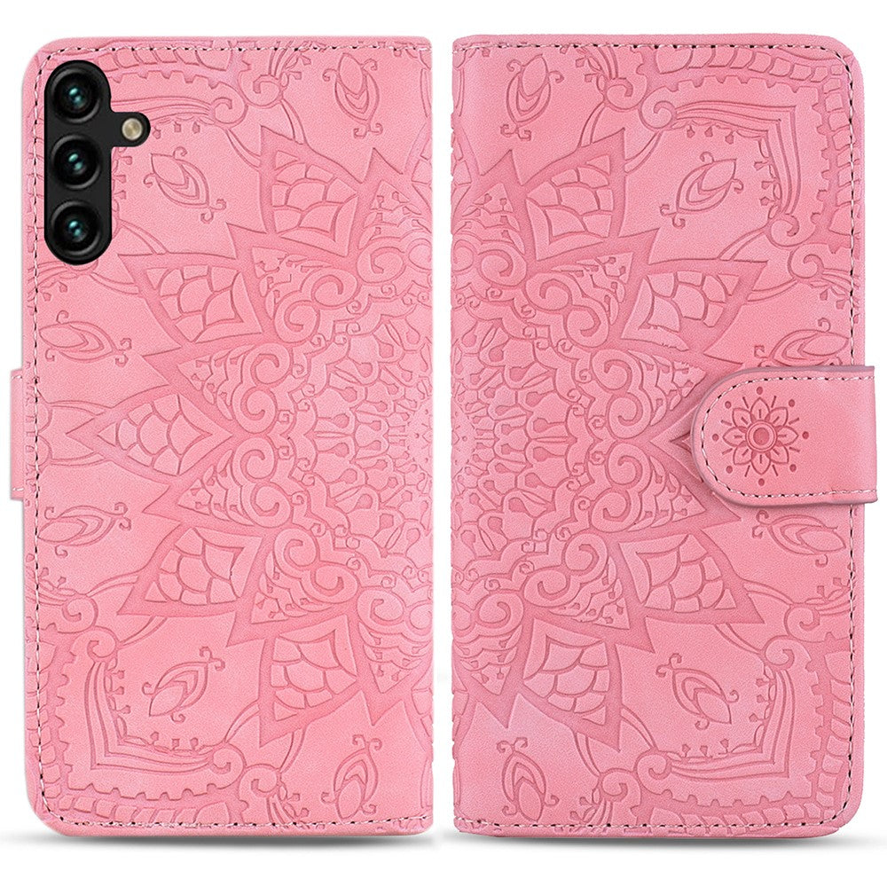 For Samsung Galaxy A16 5G / A16 4G Case PU Leather Wallet Flip Phone Cover Flower Imprinted