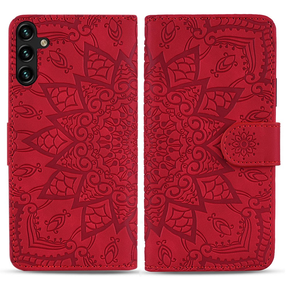 For Samsung Galaxy A16 5G / A16 4G Case PU Leather Wallet Flip Phone Cover Flower Imprinted