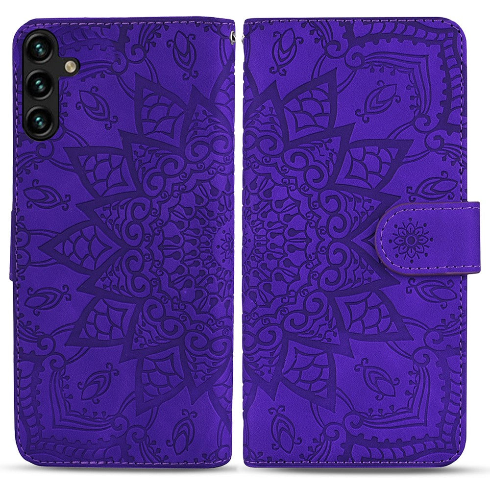 For Samsung Galaxy A16 5G / A16 4G Case PU Leather Wallet Flip Phone Cover Flower Imprinted