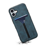 DENIOR For iPhone 16 Plus Case Elastic Card Holder PU Leather+TPU+PC Phone Cover