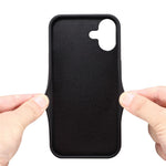 DENIOR For iPhone 16 Plus Case Elastic Card Holder PU Leather+TPU+PC Phone Cover