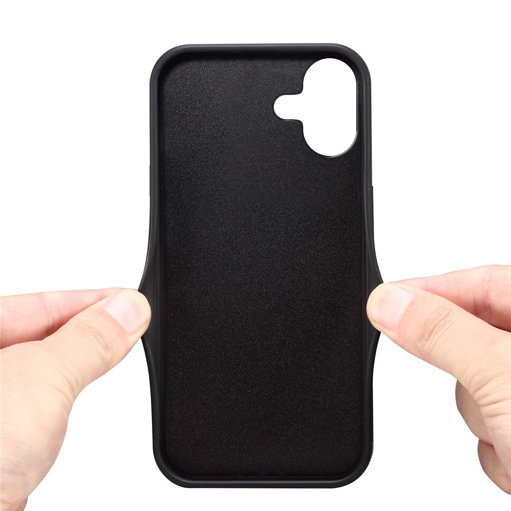 DENIOR For iPhone 16 Plus Case Elastic Card Holder PU Leather+TPU+PC Phone Cover