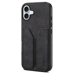 DENIOR For iPhone 16 Plus Case Elastic Card Holder PU Leather+TPU+PC Phone Cover
