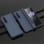 For Samsung Galaxy Z Fold4 5G Phone Case Rubberized Surface Hard PC Cover with Glass Screen Protector / Pen Slot