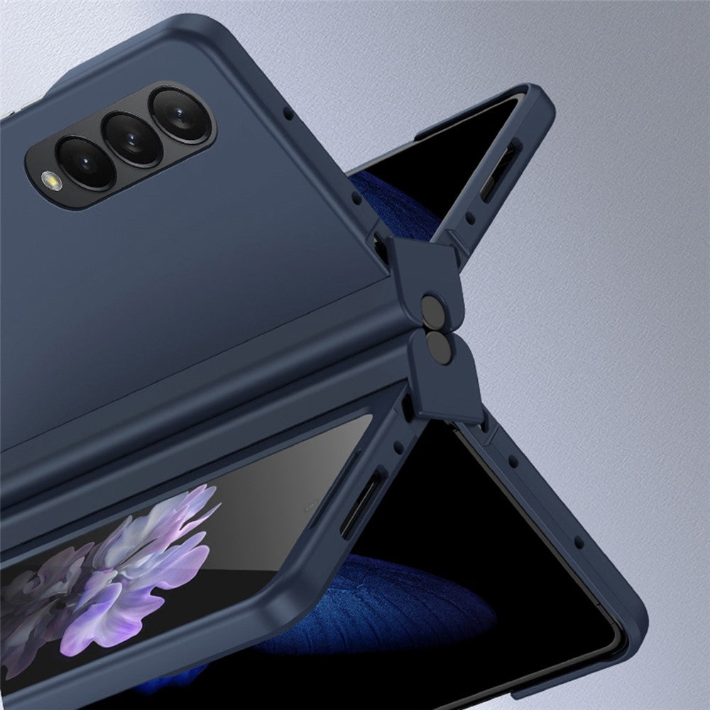For Samsung Galaxy Z Fold4 5G Phone Case Rubberized Surface Hard PC Cover with Glass Screen Protector / Pen Slot