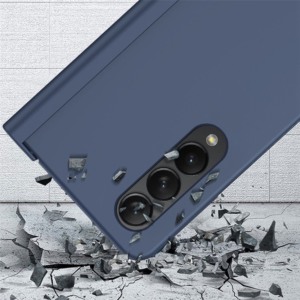 For Samsung Galaxy Z Fold4 5G Phone Case Rubberized Surface Hard PC Cover with Glass Screen Protector / Pen Slot