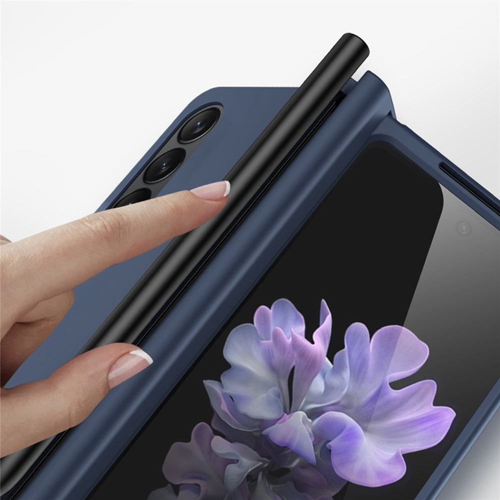For Samsung Galaxy Z Fold4 5G Phone Case Rubberized Surface Hard PC Cover with Glass Screen Protector / Pen Slot