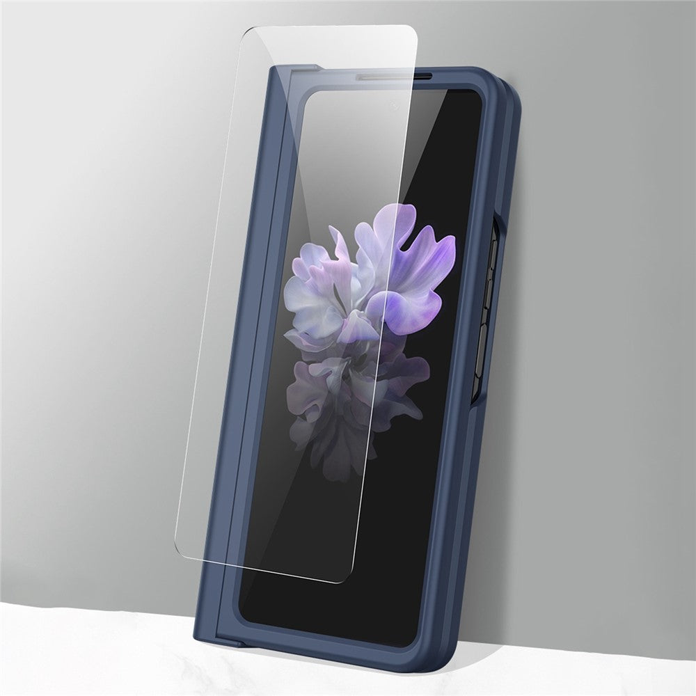 For Samsung Galaxy Z Fold4 5G Phone Case Rubberized Surface Hard PC Cover with Glass Screen Protector / Pen Slot