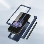 For Samsung Galaxy Z Fold4 5G Phone Case Rubberized Surface Hard PC Cover with Glass Screen Protector / Pen Slot