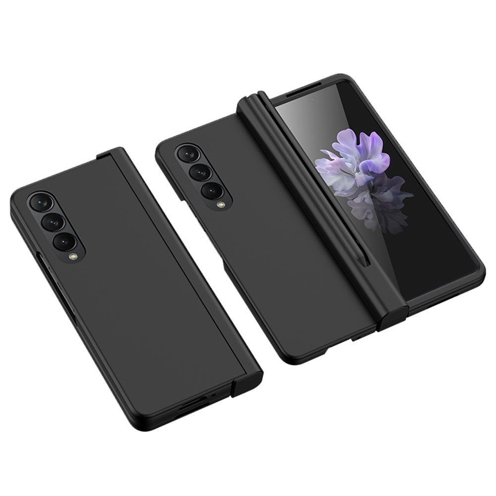 For Samsung Galaxy Z Fold4 5G Phone Case Rubberized Surface Hard PC Cover with Glass Screen Protector / Pen Slot