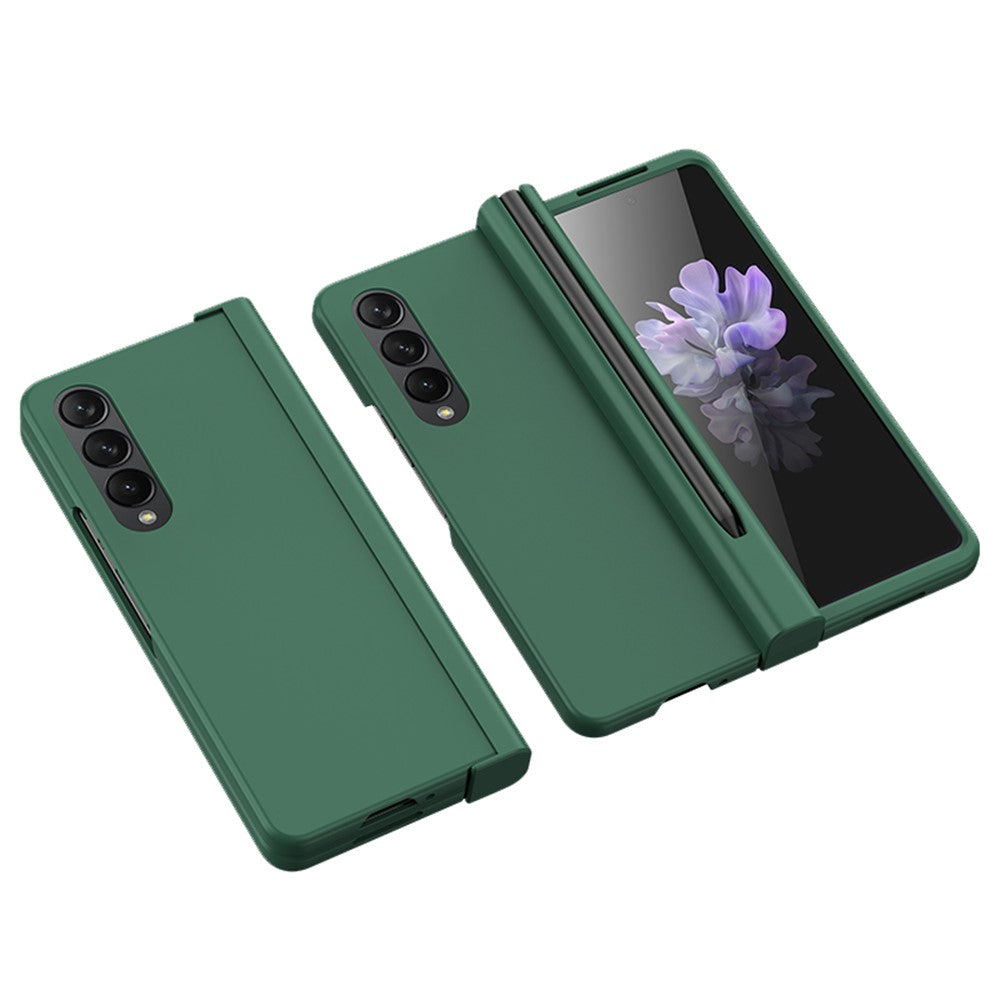 For Samsung Galaxy Z Fold4 5G Phone Case Rubberized Surface Hard PC Cover with Glass Screen Protector / Pen Slot