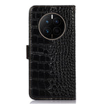 Huawei Mate 50 4G, äkta oxläder, magnetiskt spänne, krokodilstruktur, RFID-blockerande stativ, plånboksfodral
