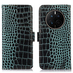 Huawei Mate 50 4G, äkta oxläder, magnetiskt spänne, krokodilstruktur, RFID-blockerande stativ, plånboksfodral
