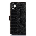 For Samsung Galaxy A04 4G (164.4 x 76.3 x 9.1 mm) Genuine Cowhide Leather Stand Wallet Cover Crocodile Texture Phone Case with RFID Blocking