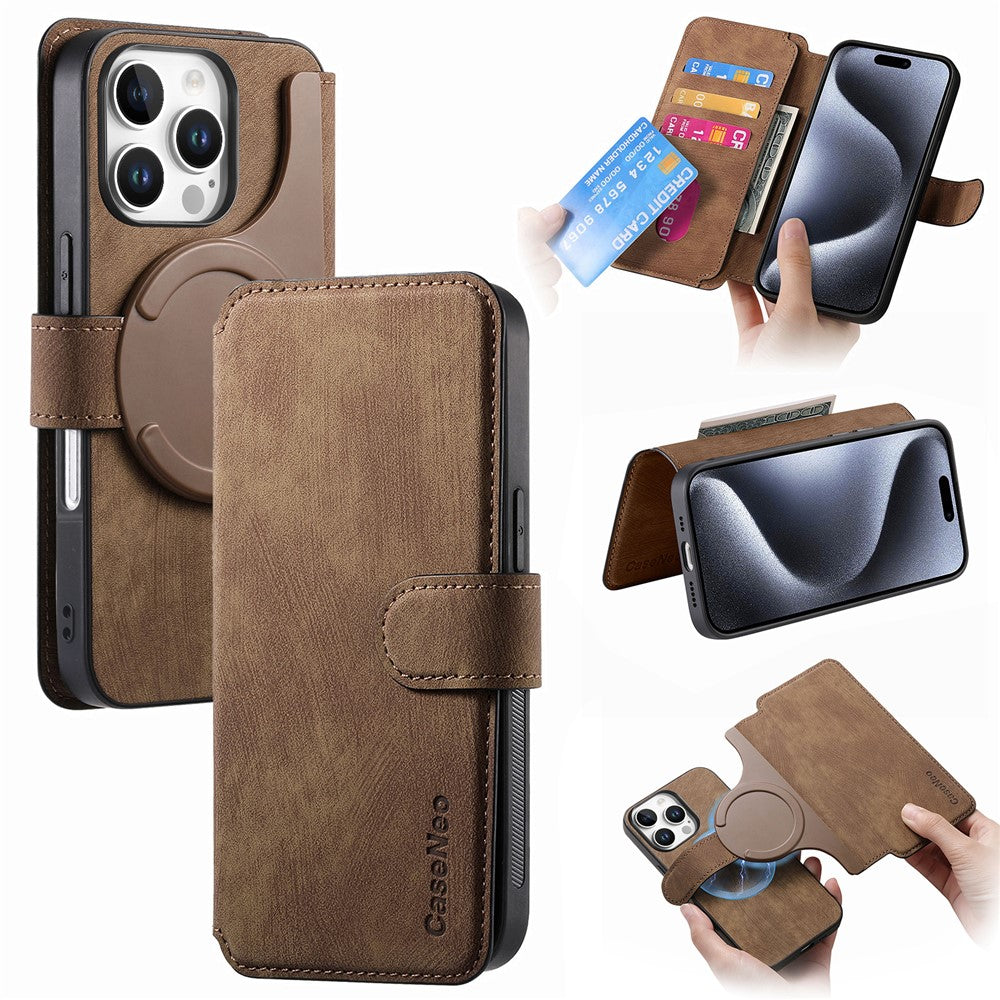 For iPhone 16 Pro Max Magnetic Case CASENEO Detachable Leather Phone Wallet Cover