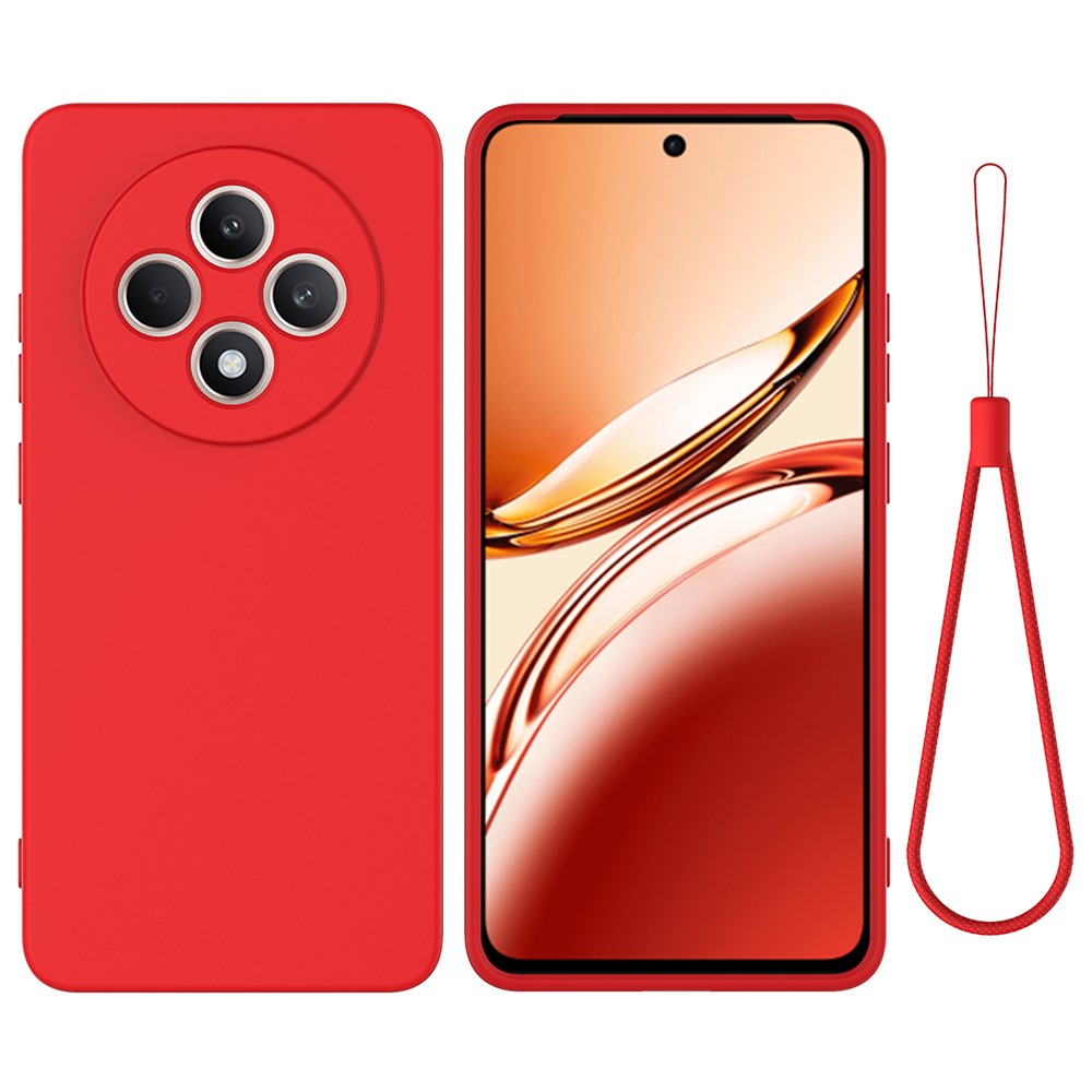 For Oppo Reno12 FS 5G / Reno12 F 5G / 4G / F27 5G Case Liquid Silicone Anti-Scratch Phone Cover with Hand Strap