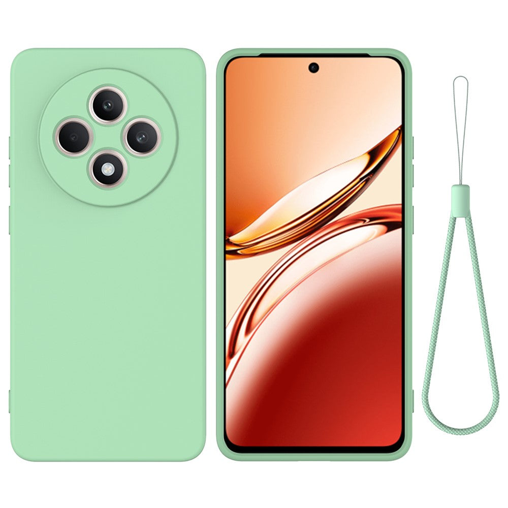 For Oppo Reno12 FS 5G / Reno12 F 5G / 4G / F27 5G Case Liquid Silicone Anti-Scratch Phone Cover with Hand Strap