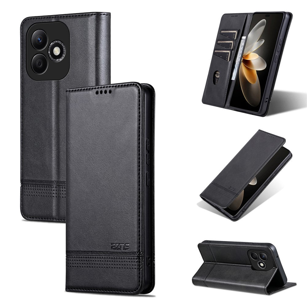 AZNS For Honor X60i 5G Case Cowhide Texture PU Leather Wallet Phone Cover