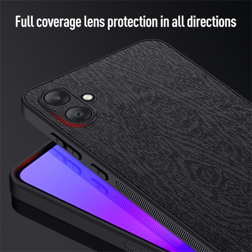 Til Samsung Galaxy A06 4G Etui, trætekstur PU-læderbelagt PC+TPU telefoncover