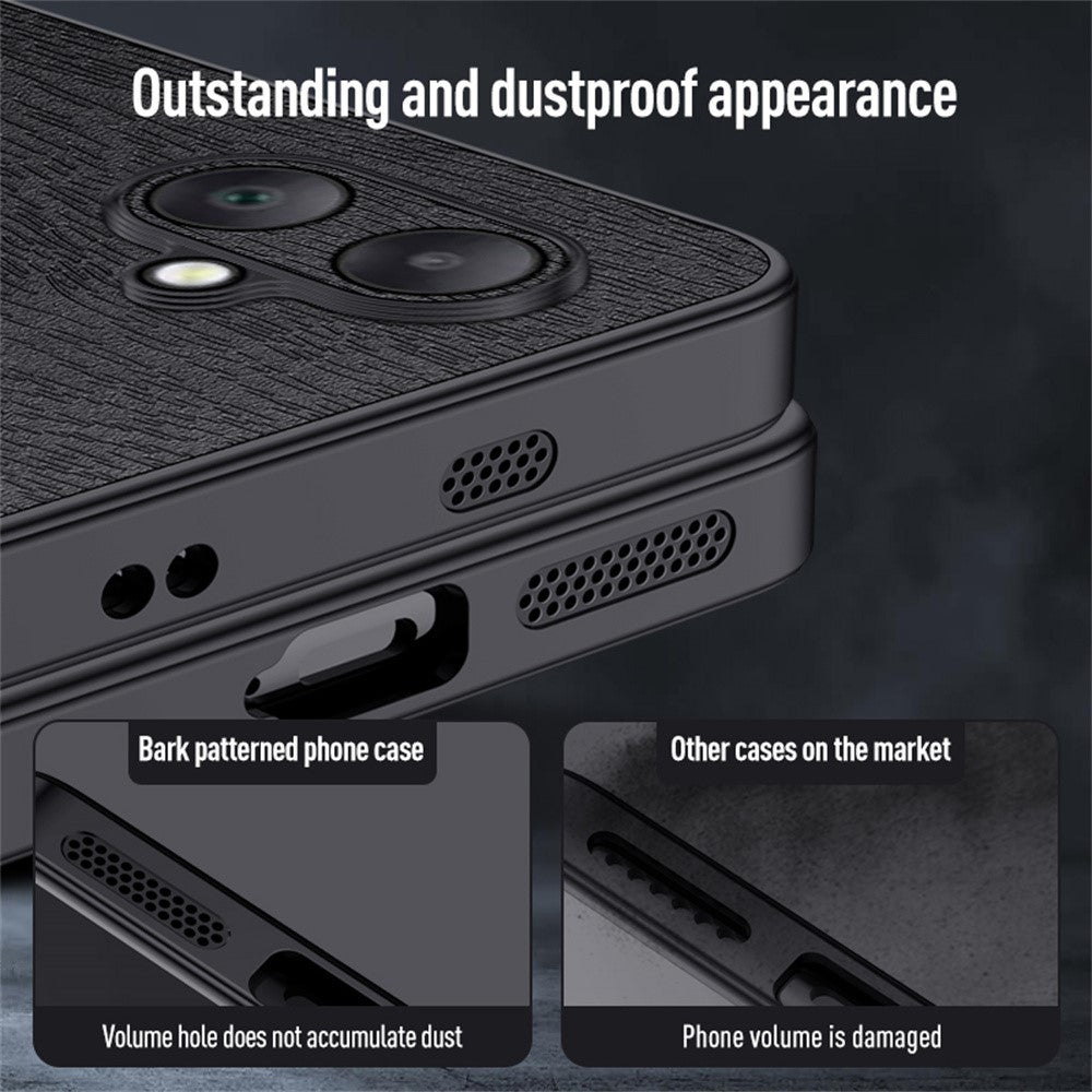 Til Samsung Galaxy A06 4G Etui, trætekstur PU-læderbelagt PC+TPU telefoncover