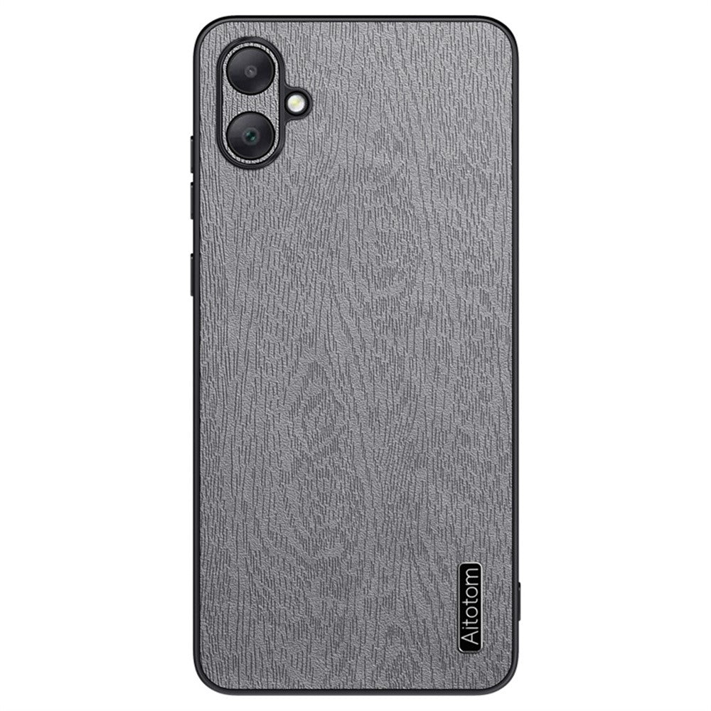 Til Samsung Galaxy A06 4G Etui, trætekstur PU-læderbelagt PC+TPU telefoncover