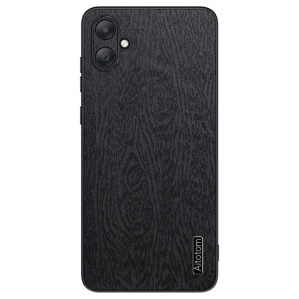 Til Samsung Galaxy A06 4G Etui, trætekstur PU-læderbelagt PC+TPU telefoncover