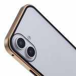 For iPhone 16 Anti-Spy Case Magnetic Metal Frame + Double-Sided Tempered Glass Phone Cover