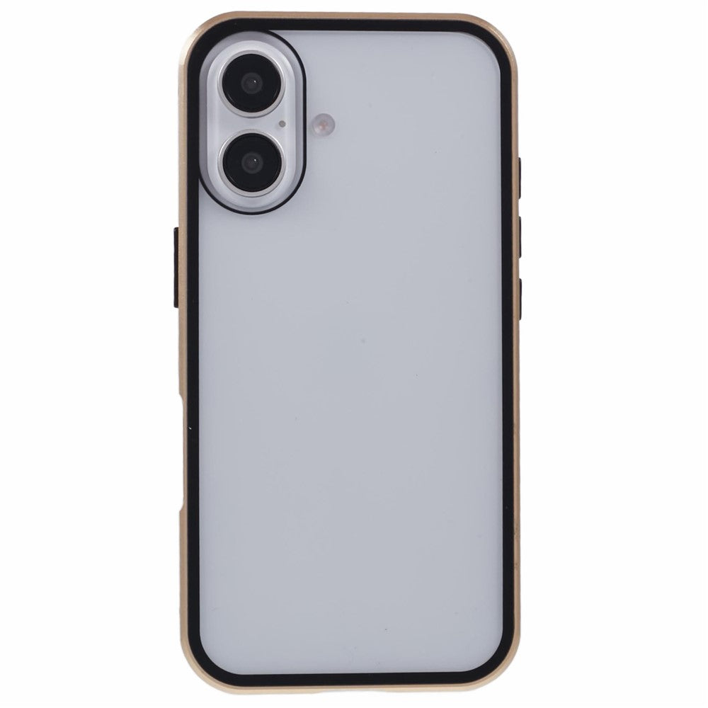 For iPhone 16 Anti-Spy Case Magnetic Metal Frame + Double-Sided Tempered Glass Phone Cover