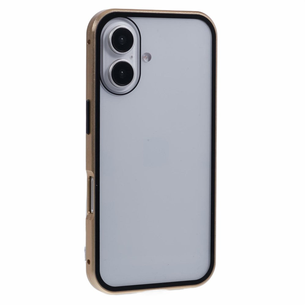 For iPhone 16 Anti-Spy Case Magnetic Metal Frame + Double-Sided Tempered Glass Phone Cover