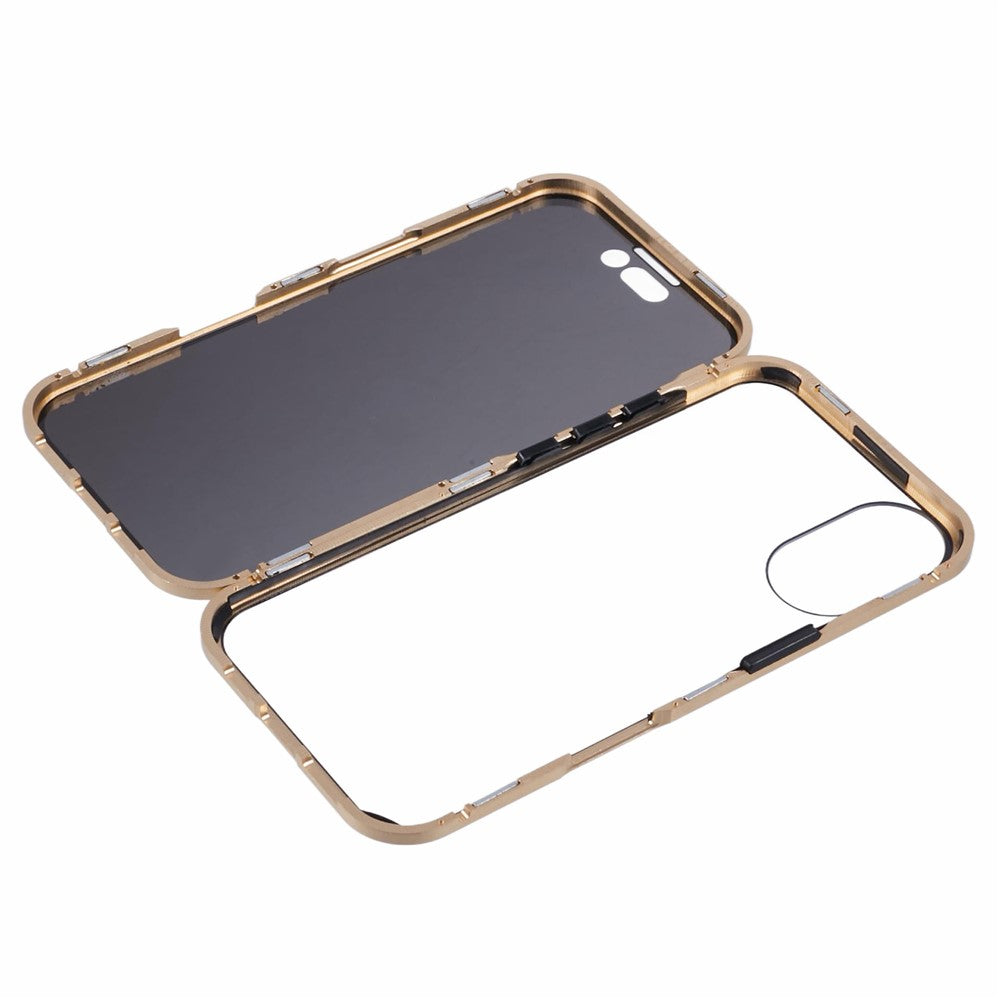 For iPhone 16 Anti-Spy Case Magnetic Metal Frame + Double-Sided Tempered Glass Phone Cover
