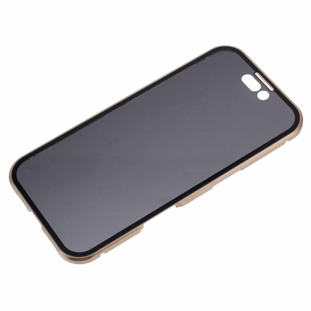 For iPhone 16 Anti-Spy Case Magnetic Metal Frame + Double-Sided Tempered Glass Phone Cover