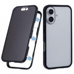 For iPhone 16 Anti-Spy Case Magnetic Metal Frame + Double-Sided Tempered Glass Phone Cover