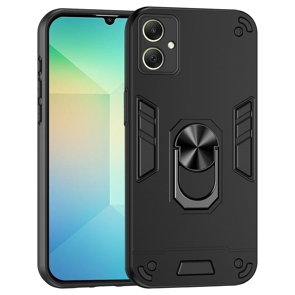 Til Samsung Galaxy A06 4G cover PC+TPU Drop Defend telefoncover med ringstativ