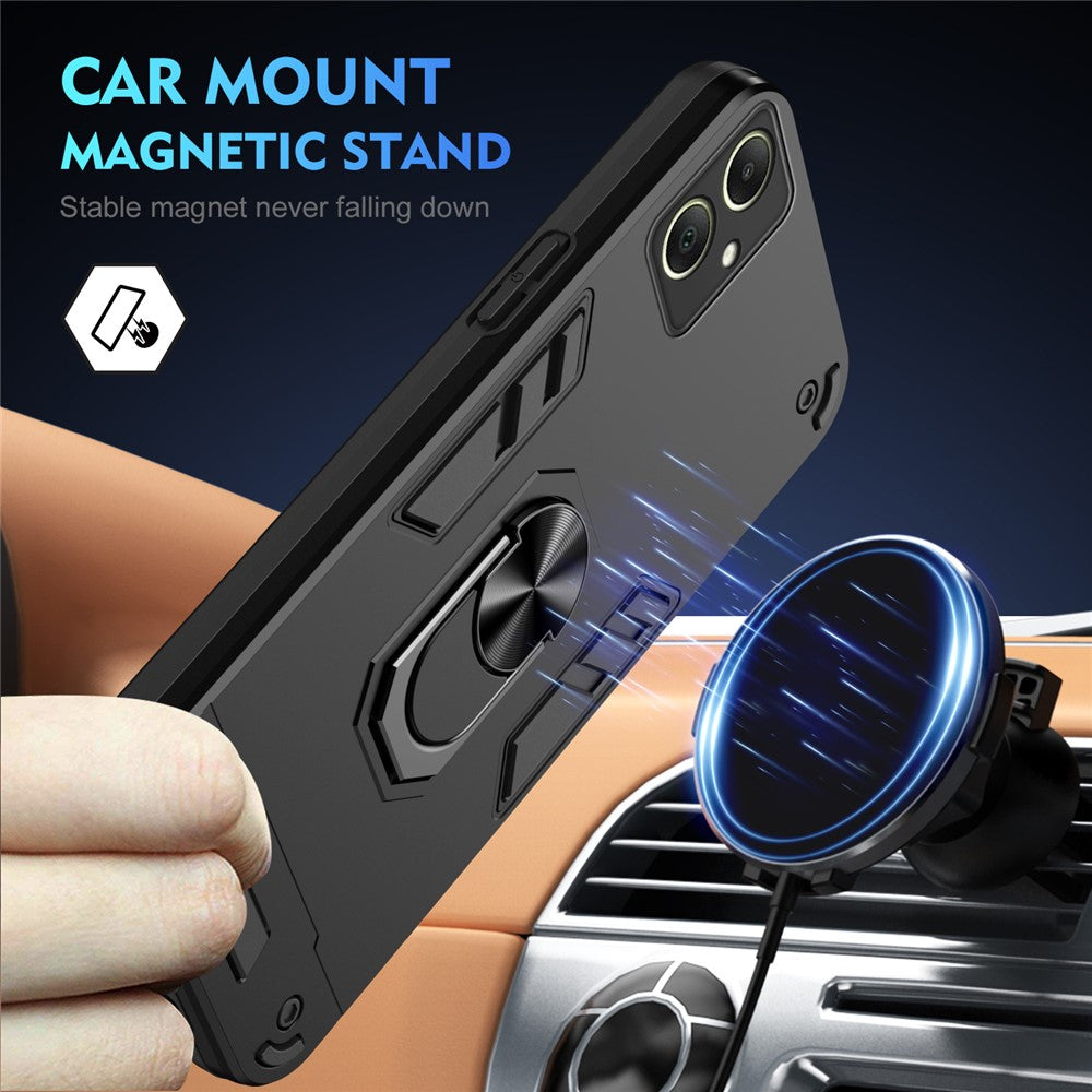 Til Samsung Galaxy A06 4G cover PC+TPU Drop Defend telefoncover med ringstativ