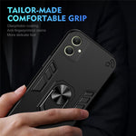 Til Samsung Galaxy A06 4G cover PC+TPU Drop Defend telefoncover med ringstativ