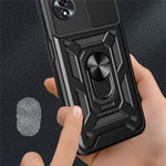 For Oppo A60 4G Case with Slide Camera Lid PC+TPU Kickstand Phone Cover