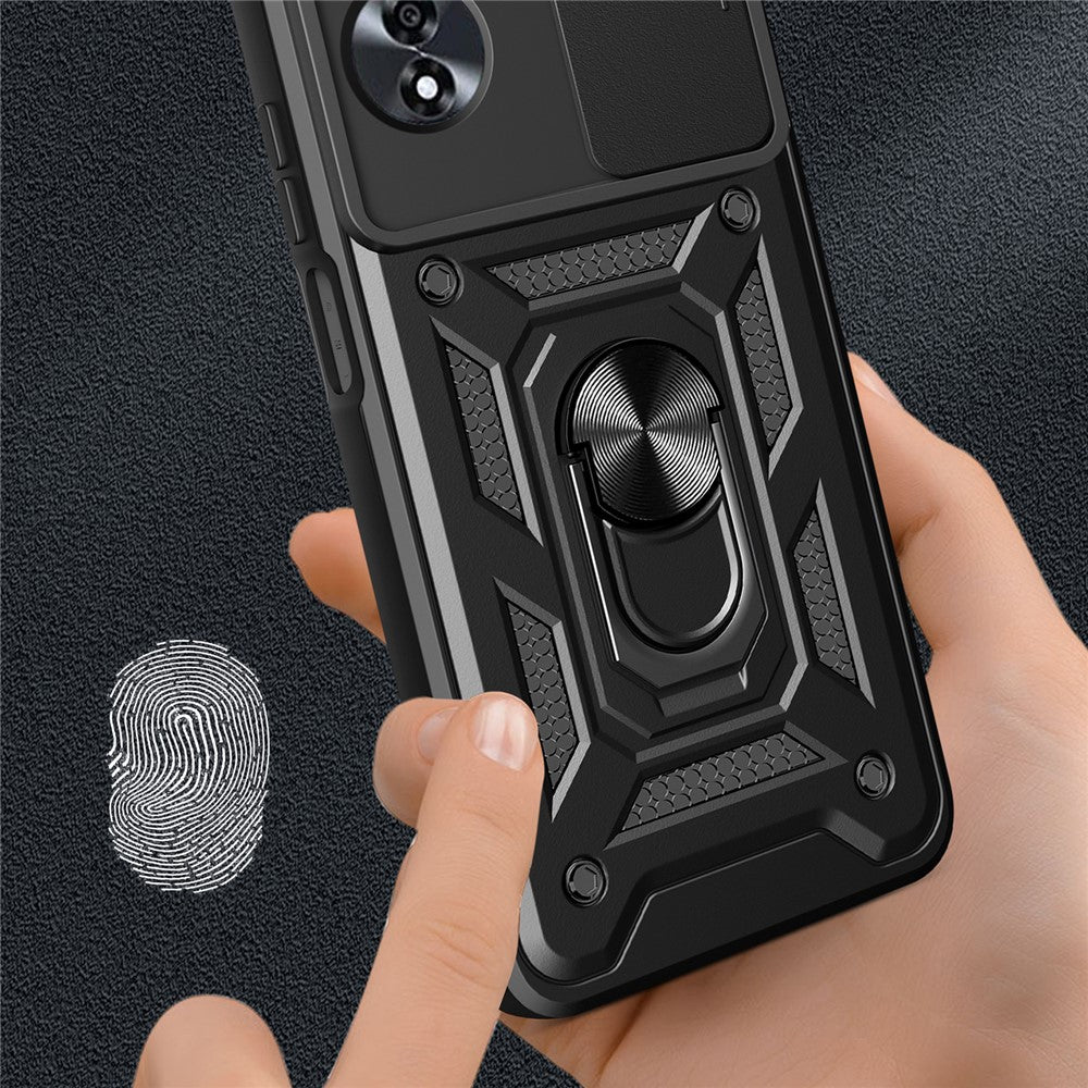 For Oppo A60 4G Case with Slide Camera Lid PC+TPU Kickstand Phone Cover