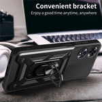 For Oppo A60 4G Case with Slide Camera Lid PC+TPU Kickstand Phone Cover