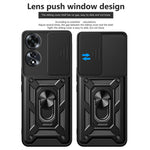 For Oppo A60 4G Case with Slide Camera Lid PC+TPU Kickstand Phone Cover