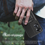 For Oppo A60 4G Case with Slide Camera Lid PC+TPU Kickstand Phone Cover