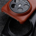 MELKCO For Xiaomi 14 Ultra Case Waxy Genuine Cow Leather PC Phone Back Cover