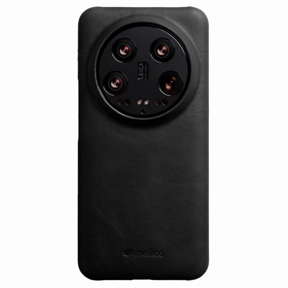 MELKCO For Xiaomi 14 Ultra Case Waxy Genuine Cow Leather PC Phone Back Cover